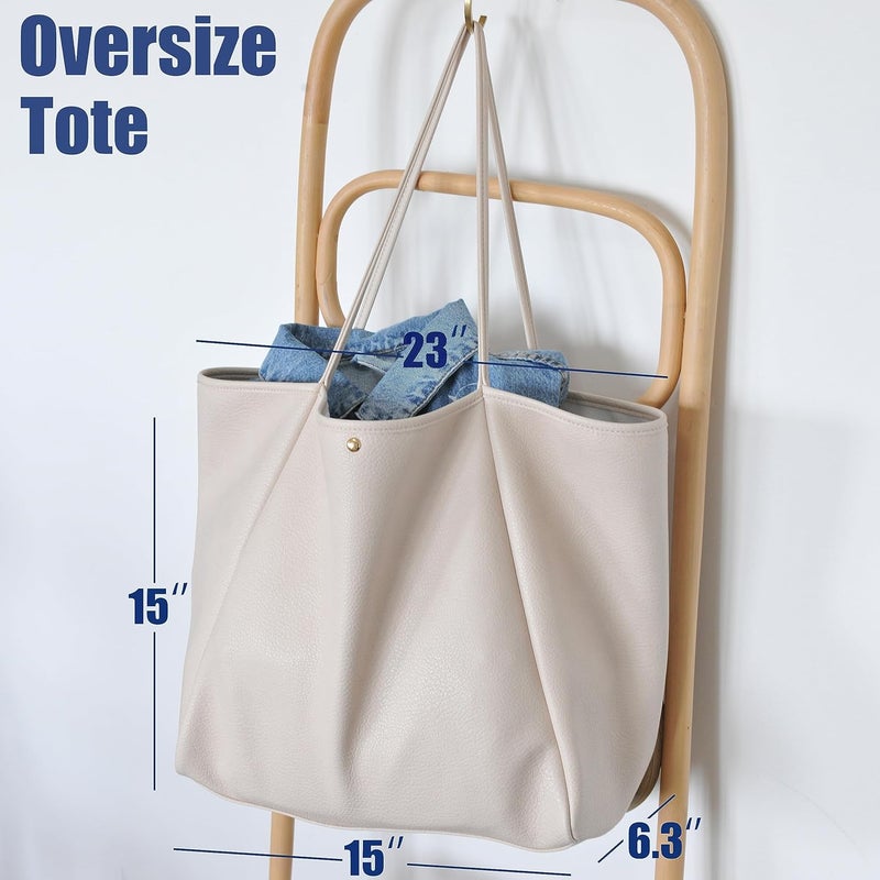 Hoxis Oversize Pu Leather Tote Women Weekender Bag Shopper Handbag Travel Purse - Image 3